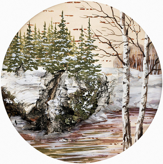 冬季西伯利亚地貌手工森林手工业寒冷桦木绘画爬坡艺术生态木头图片