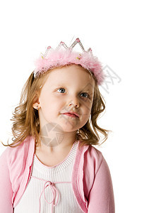 小公主孩子童年公主幸福乐趣白色微笑粉色金发活力图片
