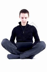 带膝上型电脑的男子电子产品白色商业人士生意人办公室技术笔记本商务男性图片