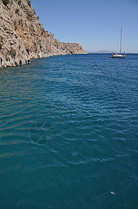 卡利姆诺斯岛悬崖石头海浪岩石蓝色土地风景天空支撑天蓝色图片