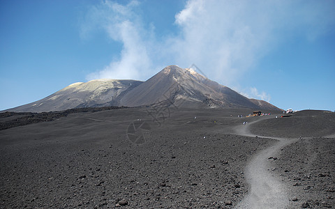 伏尔卡诺埃塔纳蓝色火山天空烟雾灰尘图片