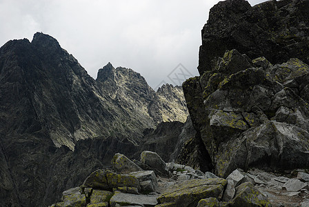 塔塔山山脉草地顶峰山峰蓝色海拔树木绿色天空森林图片