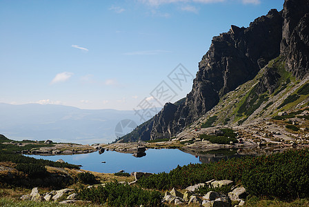 塔塔山海拔山峰顶峰热情山脉蓝色绿色树木场景森林图片