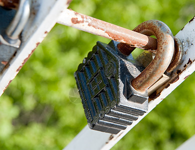 旧挂锁灰色密码宏观力量秘密锁定安全房子警卫腐蚀图片