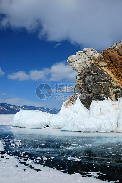 冬天落基悬崖 冰冻湖贝加尔风景图片