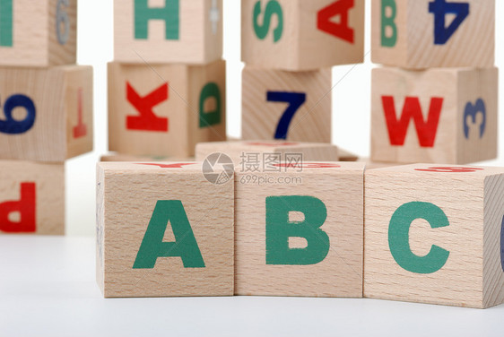 字母表建筑乐趣游戏绿色立方体孩子命令教育玩具学习图片