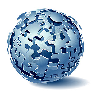 维基百科Jigsaw 拼图球 动态爆炸 矢量插图插画