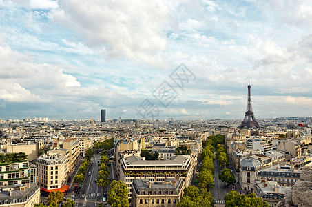 巴黎空中观察天空街道景观蓝色树木天线地平线旅行城市绿色图片