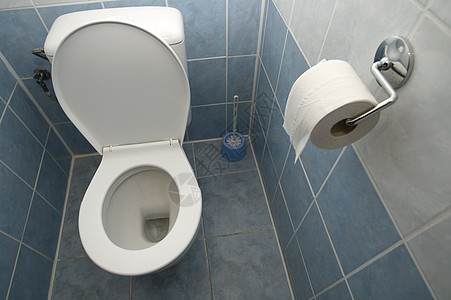 厕所内房子蓝色壁橱卫生纸管道组织卫生卫生间家庭浴室图片