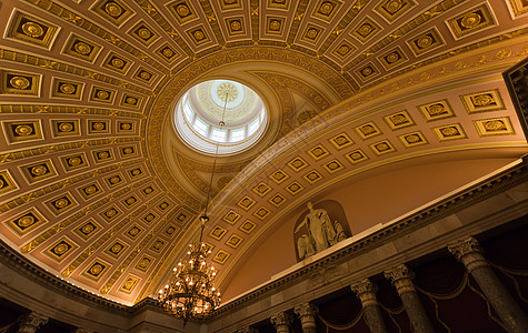 美国国会内穹顶首都圆形爬坡大厅国会直流电绘画戒指女神圆顶图片