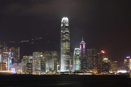 香港夜景城市旅游商业地标建筑物背景