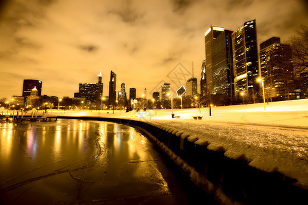 芝加哥市下城市夜摄影街道都市天际办公室建筑景观商业地标摩天大楼建筑学图片