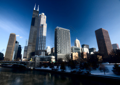 芝加哥市中心市旅游旅行反射办公室天际地标市中心摩天大楼都市景观图片