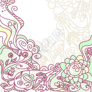 带鲜花的可爱卡风格装饰品插图墙纸装饰婴儿季节框架花园叶子图片