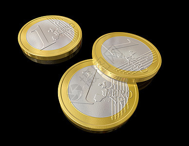 一个欧元硬币宝藏支付商业插图背景信用现金货币黑色财富图片