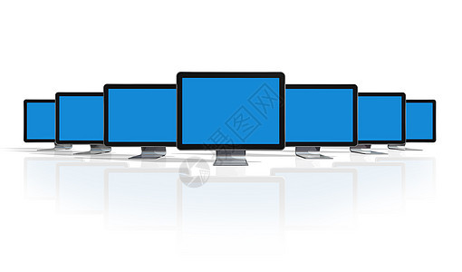 3D电视屏幕平面技术电脑电影宽屏展示团体电子产品白色反射图片