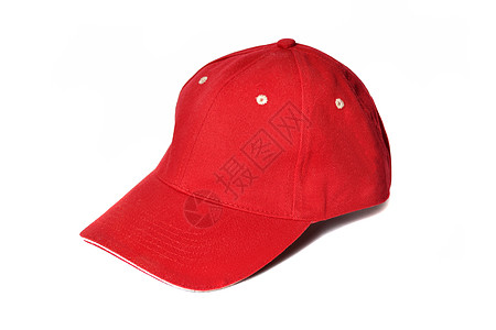 红棒球帽纺织品白色衣服太阳红色运动帽子宏观水平头盔图片