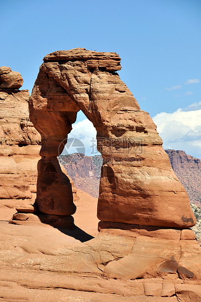 Arches国家公园的隐形拱门国家砂岩公园山脉蓝色假期孤独沙漠岩石荒野图片