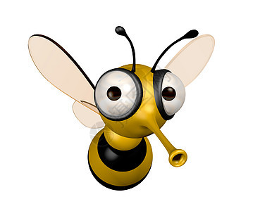 有趣的蜜蜂白色渲染眼睛插图条纹3d昆虫黄色黑色天线图片