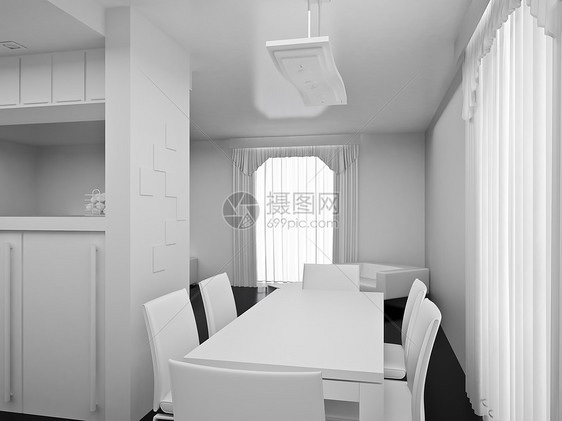内部的聚光灯地面建筑学椅子装饰房间风格厨房插图窗户图片