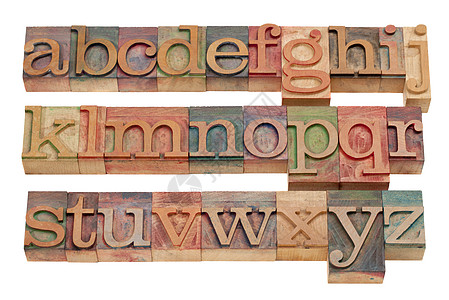 木质文字印刷型英文字母表图片