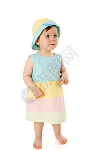女婴女儿惊喜童年婴儿白色金发儿童头发蓝色幸福图片