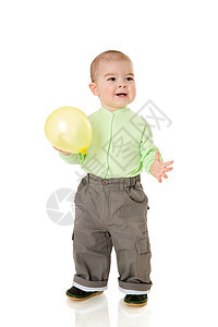 男孩在玩游戏幸福快乐头发乐趣衣服童年儿童金发孩子气球图片