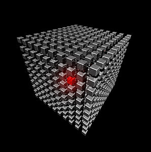 由小立方体组成的立方体图形红色插图正方形计算机电脑黑色金属图片