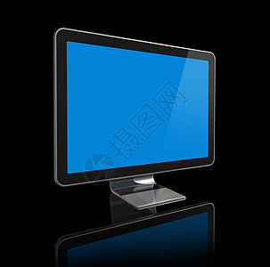 3D电视屏幕平面反射黑色宽屏电影电脑显示器视频技术监视器显示屏图片