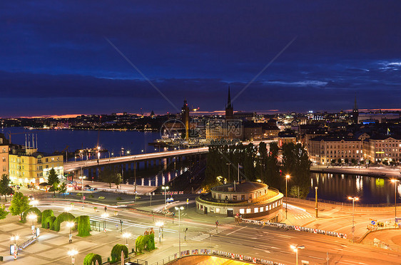 斯德哥尔摩市夜幕现场天空房子建筑建筑学地区场景蓝色电梯公园渡船图片