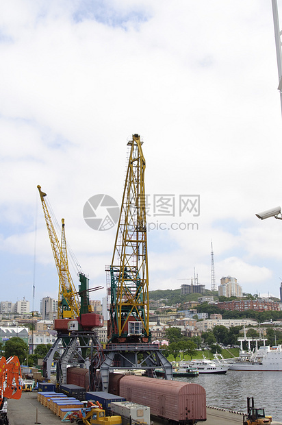 城市起重电梯火车轨道货物起重机海洋运输设备港口图片