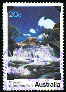 邮票池塘瀑布蓝色邮件荒野邮戳历史性岩石环境集邮图片