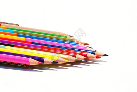 彩色铅笔特写教育团体黄色紫色学校调色板光谱蓝色素描蜡笔图片