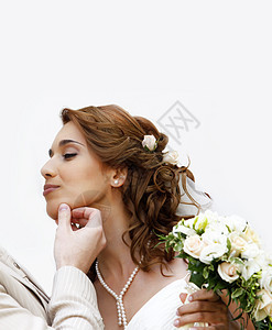 美丽的新娘女士面纱生活已婚花朵裙子婚礼女孩图片