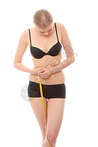 斯利姆女孩测量减肥运动身体锻炼组织营养损失美丽女士图片