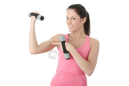 演习演练女性娱乐健身房训练专注姿势卫生温泉平衡哑铃图片