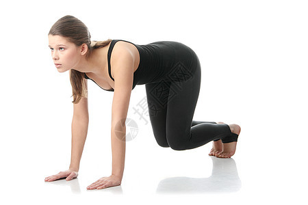 健身时间的年轻美容女子营养活力调子健身房体操有氧运动训练橘皮福利女士图片