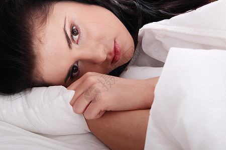 失眠女孩压力时间女士就寝疾病沮丧成人女性挫折图片