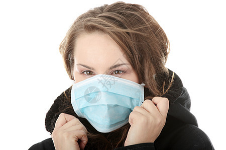 猪流感工作室药品危险空气蓝色面具预防女性疾病外科图片