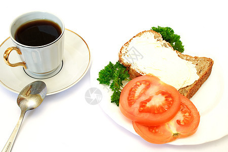 面包 西红柿和面食早餐甜点草本植物桌子日记小吃蔬菜馅饼奶油黄油盘子图片