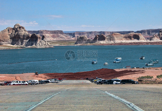 亚利桑那州鲍威尔湖娱乐砂岩旅游运动日落瞄准具峡谷台面悬崖沙漠图片