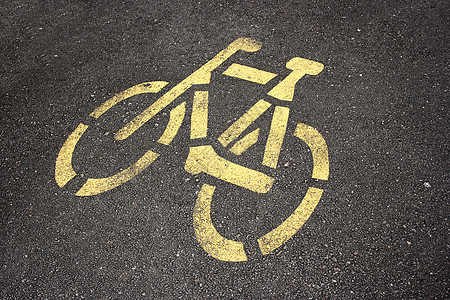 自行车路生态路线小路路标公园黄色交通运动城市沥青图片