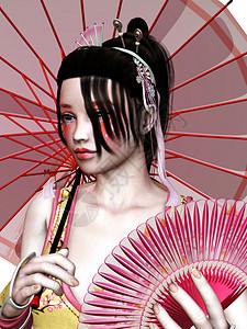 艺伎文化和服艺馆女士舞妓异国情调戏服传统扇子图片
