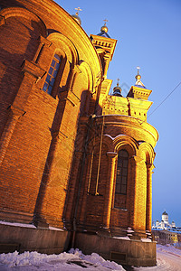 赫尔辛基乌斯彭斯基大教堂大教堂圆顶宗教白色天空蓝色教会建筑图片