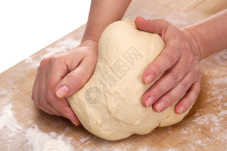 Kneading 面金面包师烘烤生活女士食物烹饪面粉厨房手指图片