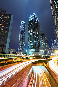 晚上在香港城市经济街道时间建筑物灯泡房子中心公司高峰图片