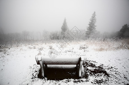 萨斯喀彻温省公园的冰雾旅行风景天气长椅中座水平图片