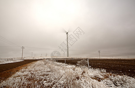 萨斯喀彻温古尔湖附近的风车电气urbine地标国家枯草水平栅栏农村冰雾涡轮力量乡村图片