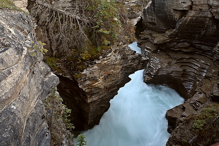 贾斯珀国家公园阿塔巴斯卡瀑布峡谷场景风景水平旅行岩石环境图片