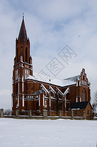 红教堂教会红色建筑天空宗教蓝色圆顶图片